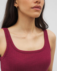Rib Square Neck Lounge Dress - GARNET | Soma Online