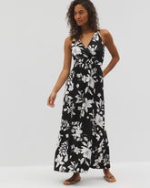 Isla Cross Back Maxi Bra Dress - PLUMERIA DREAM G BLACK | Soma outlet