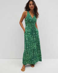 Isla Cross Back Maxi Bra Dress - TROPICAL TRELLIS GREEN | Soma for sale