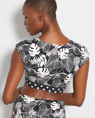 Double Trouble Cap-Sleeve Crop Top - BLACK | Soma on sale