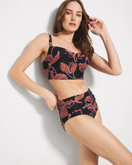 V-Wire Cropped Bikini Top - STAMPED TROPICS M BK BRN | Soma sale