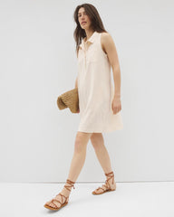 Beach Cotton Short Dress - PALE SAND STRIPE | Soma Online