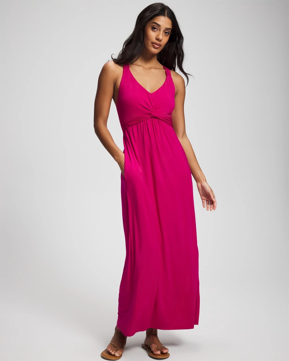 Soft Jersey Twist Front Maxi Dress - PINK COSMO | Soma on sale
