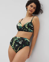 Ruched High-Waist Bikini Bottom - TROPICAL TWIST BLACK | Soma for sale