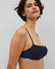 Soma Balconette Unlined Bra with Lace - NIGHTFALL NAVY | Soma Online