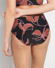 Ruched High-Waist Bikini Bottom - STAMPED TROPICS M BK BRN | Soma Online