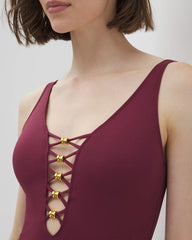 Let's Get Knotty Lace Down One Piece - PLUM | Soma for sale