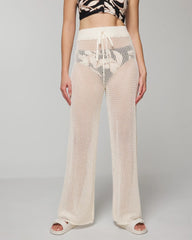Cotton Crochet-Style Wide-Leg Pants - COCONUT | Soma outlet