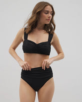 Ruched High-Waist Bikini Bottom - BLACK | Soma for sale