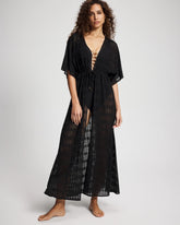 Sunkissed Crochet Open-Front Caftan - BLACK | Soma on sale