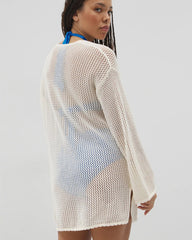 Cotton Crochet-Style Shift Cover-Up - COCONUT | Soma Online