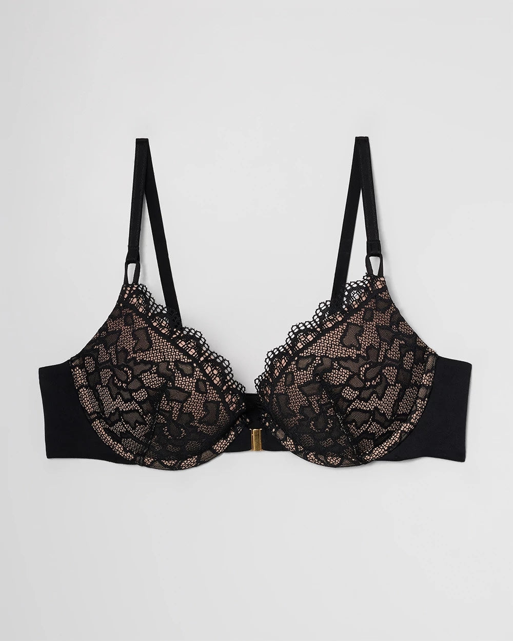 Push-Up Front-Close Bra with Lace - BLACK | Soma near me