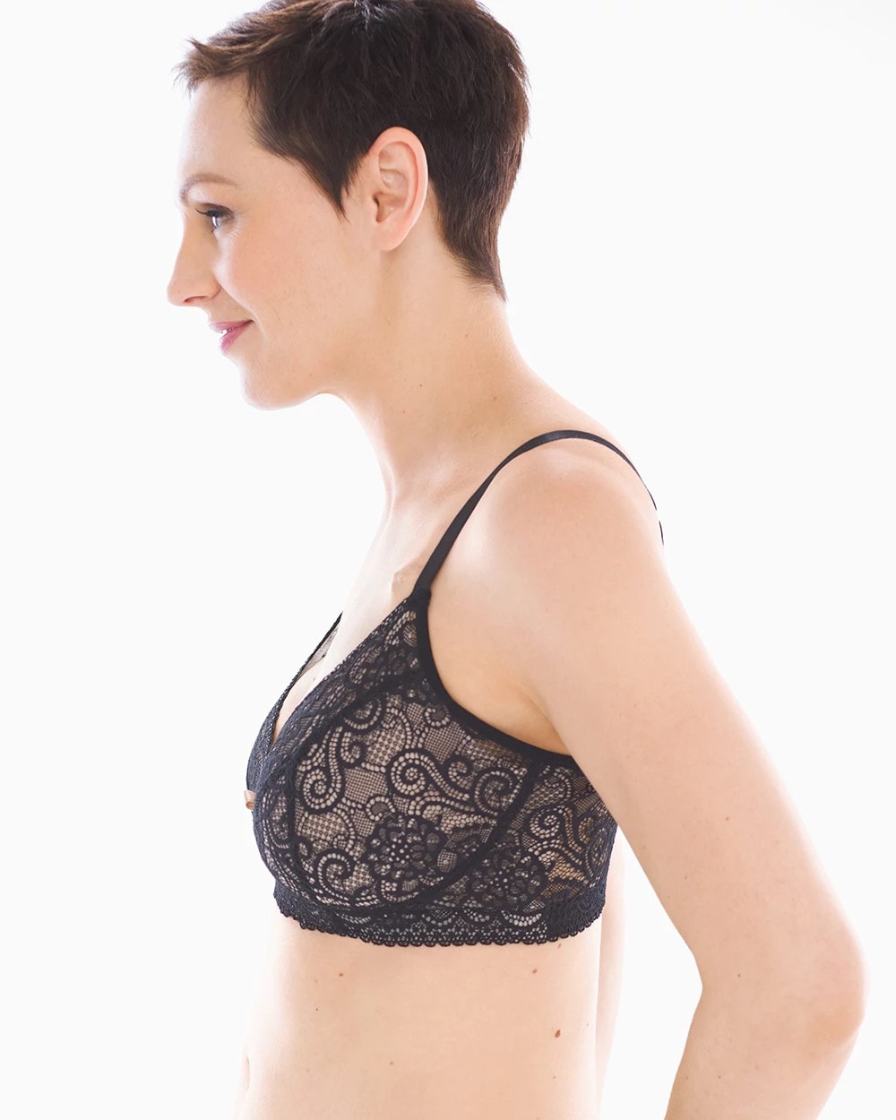 Wireless Pocketed Lace Bra - BLACK | Soma discount