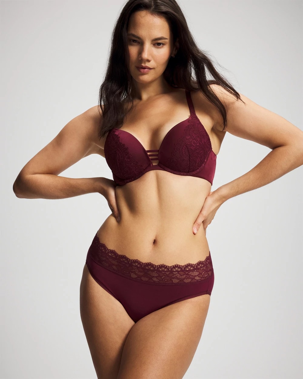 Push-up Plunge Bra with Lace - VELVET PLUM | Soma sale