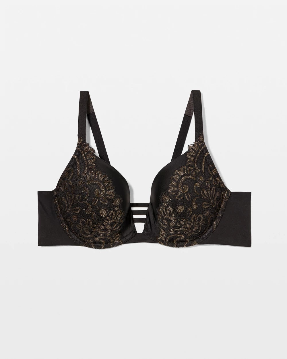 Push-up Plunge Bra with Lace - BLACK W/ GOLD FILL | Soma sale