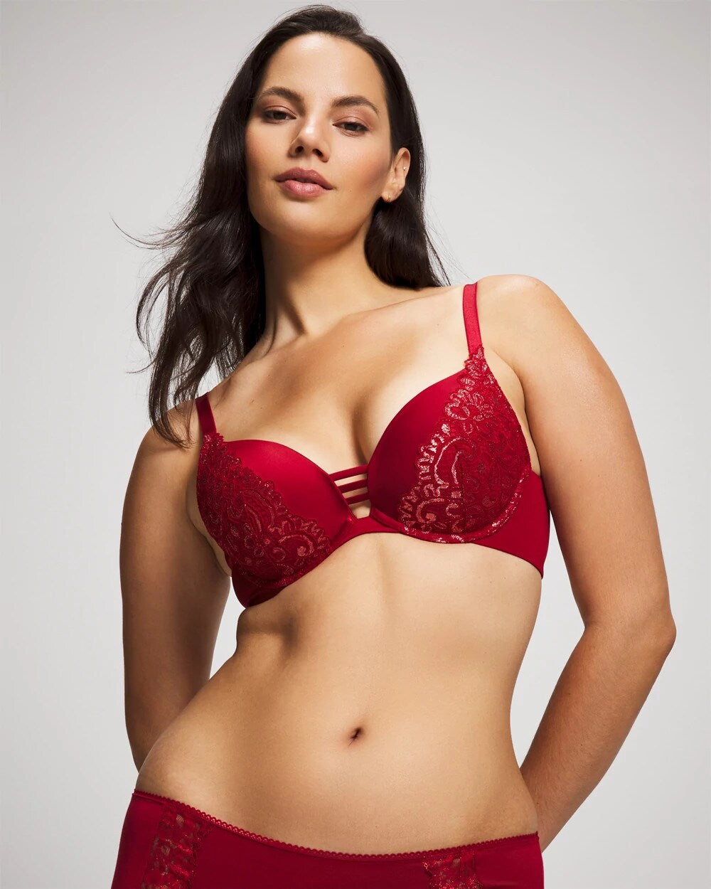 Push-up Plunge Bra with Lace - PAINT THE TOWN RED LUREX | Soma discount