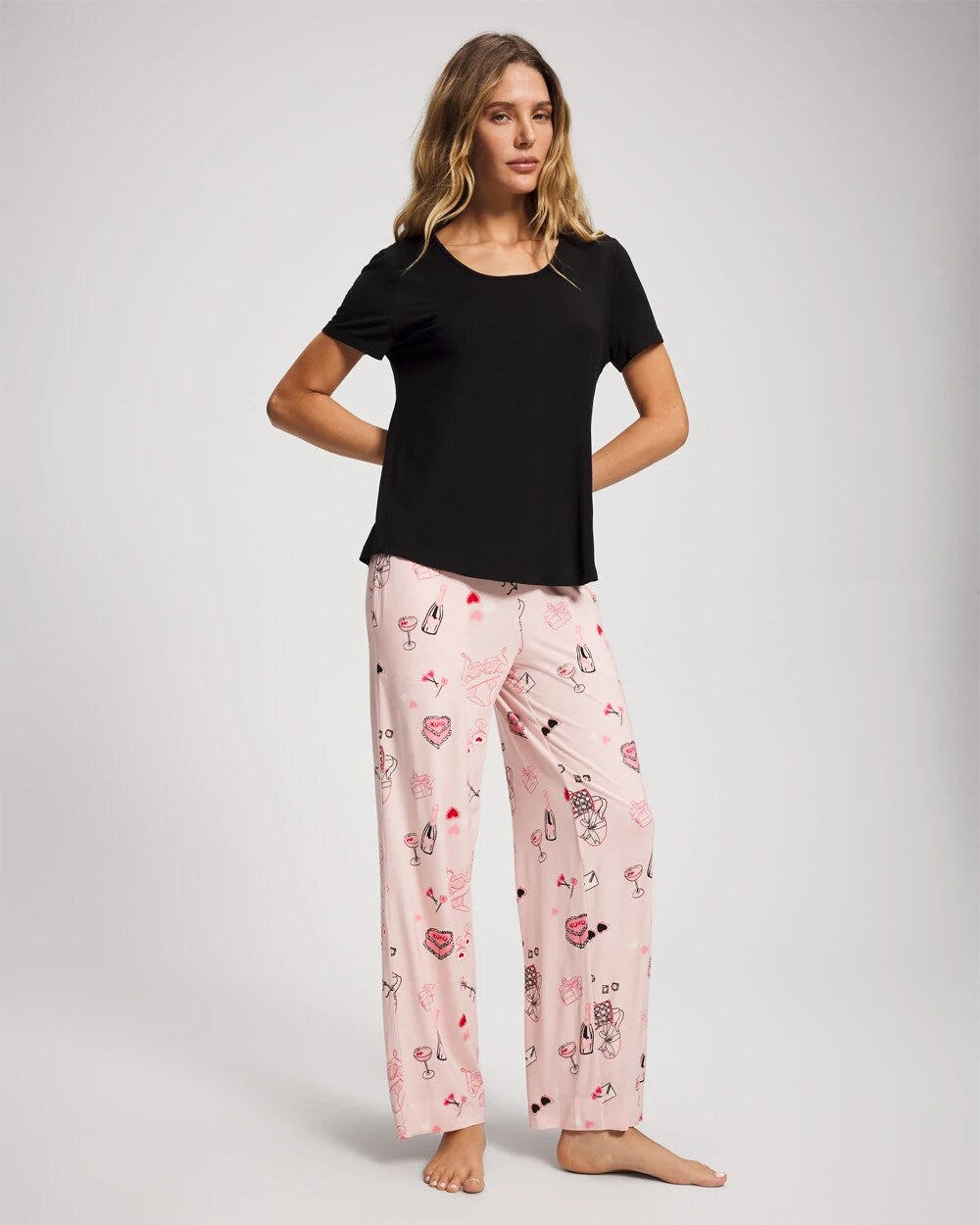 Short Sleeve + Pant Pajama Set - BE MINE PRETTY PINK | Soma discount