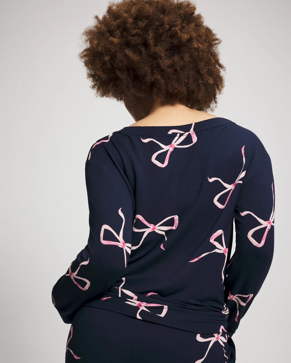 Long-Sleeve Pajama Top - BELOVED BOWS GRAND NAVY | Soma near me