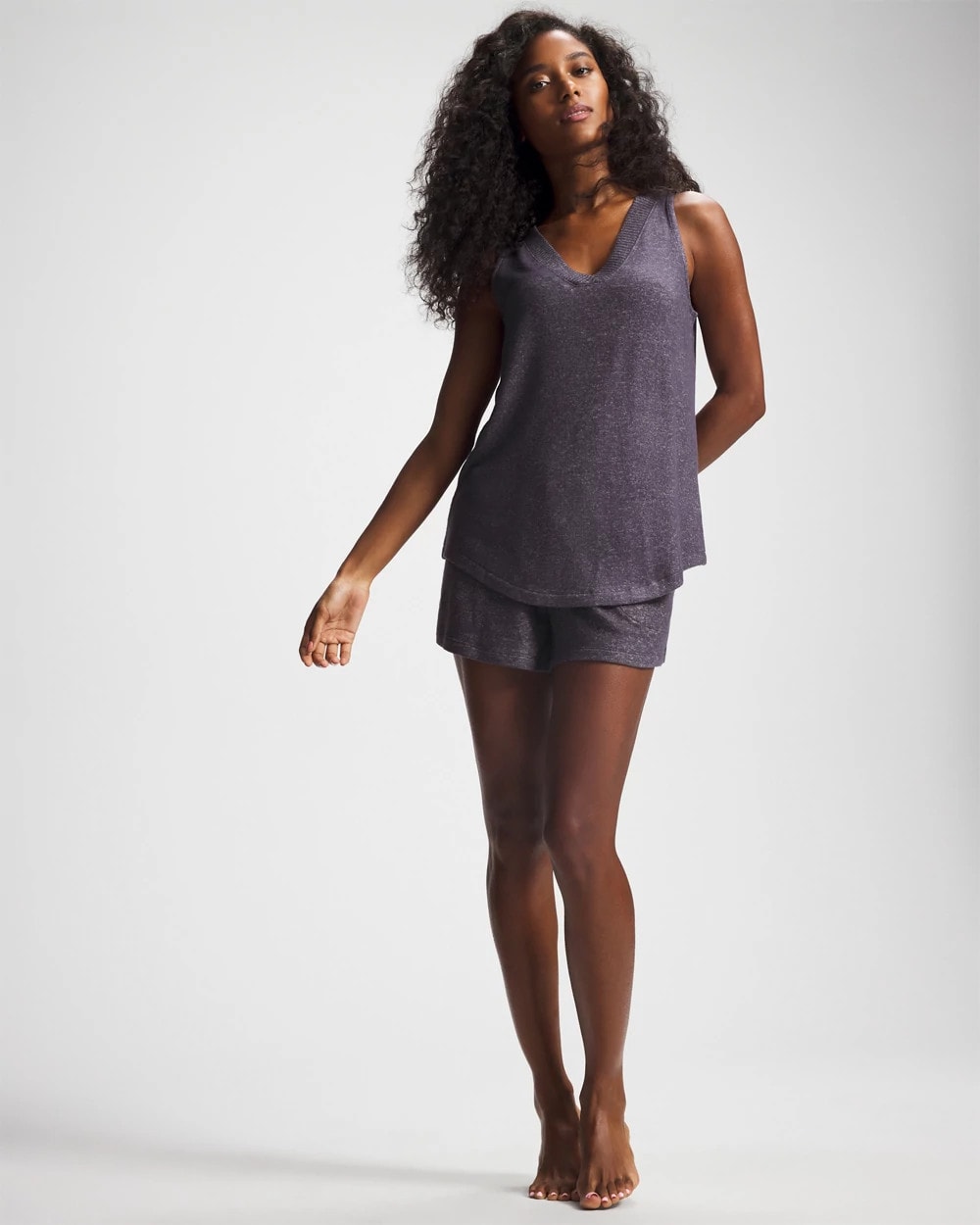 V-Neck Pajama Tank - GRAY INK/PEARLED IVORY | Soma for sale