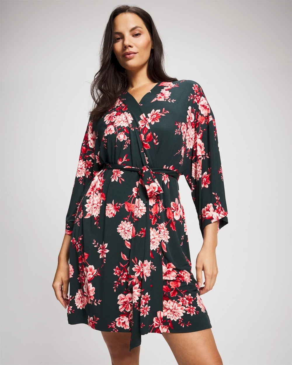 Short Robe - COTTAGE FLORAL GREEN | Soma on sale