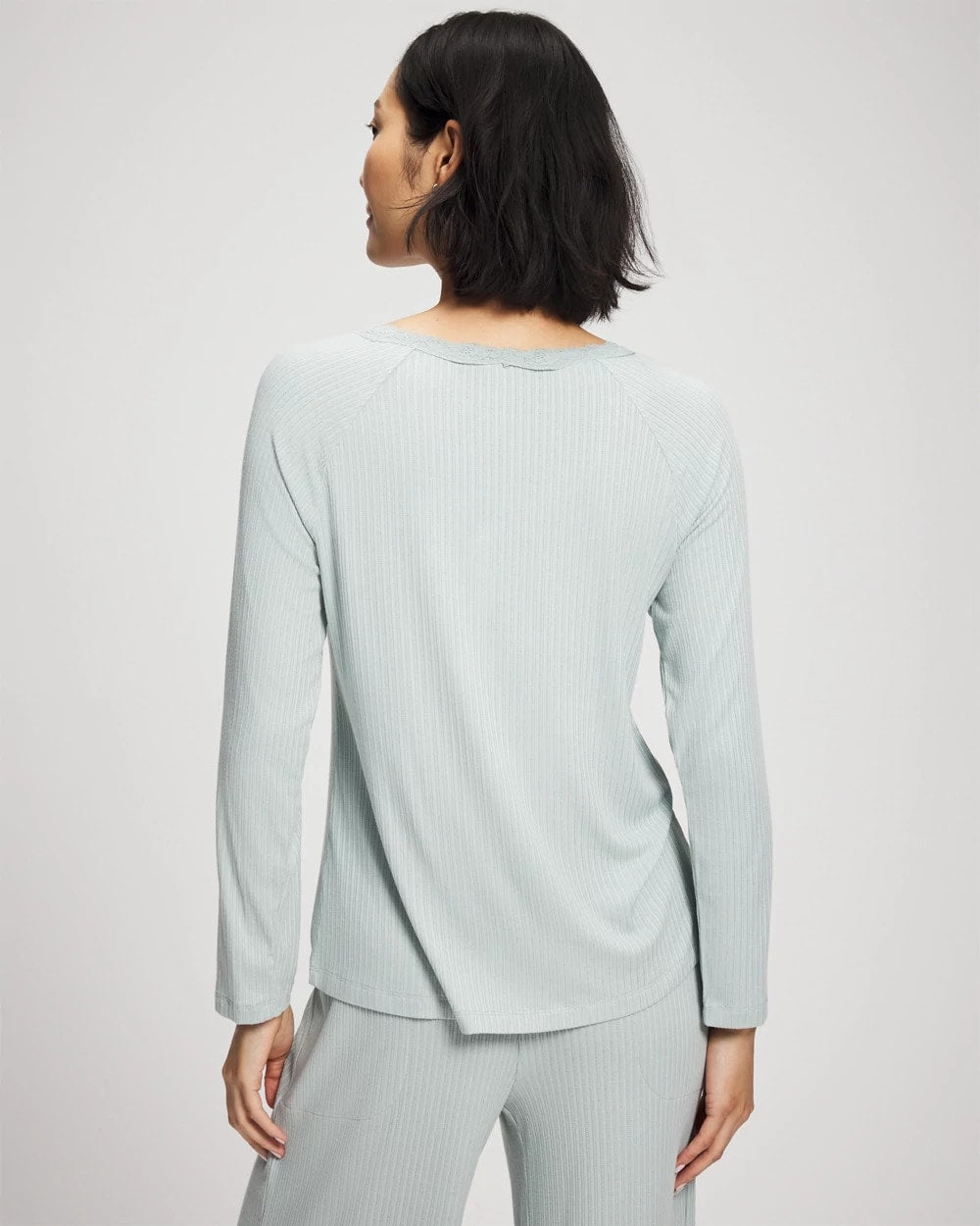 Pointelle Long Sleeve Pajama Top - GREEN MIST | Soma sale