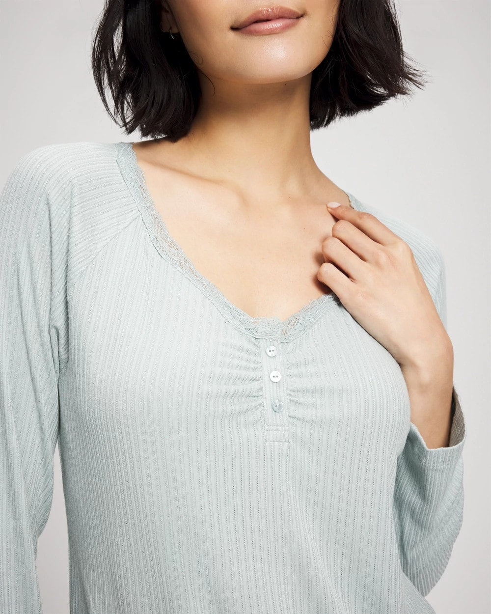 Pointelle Long Sleeve Pajama Top - GREEN MIST | Soma sale