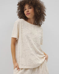 Jacquard Terry Short Sleeve Top - PARCHMENT | Soma near me