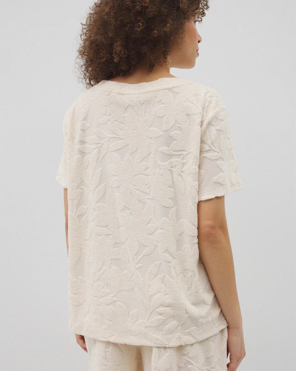 Jacquard Terry Short Sleeve Top - PARCHMENT | Soma near me
