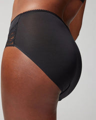 High-Waist Brief Panty with Lace - BLACK | Soma near me