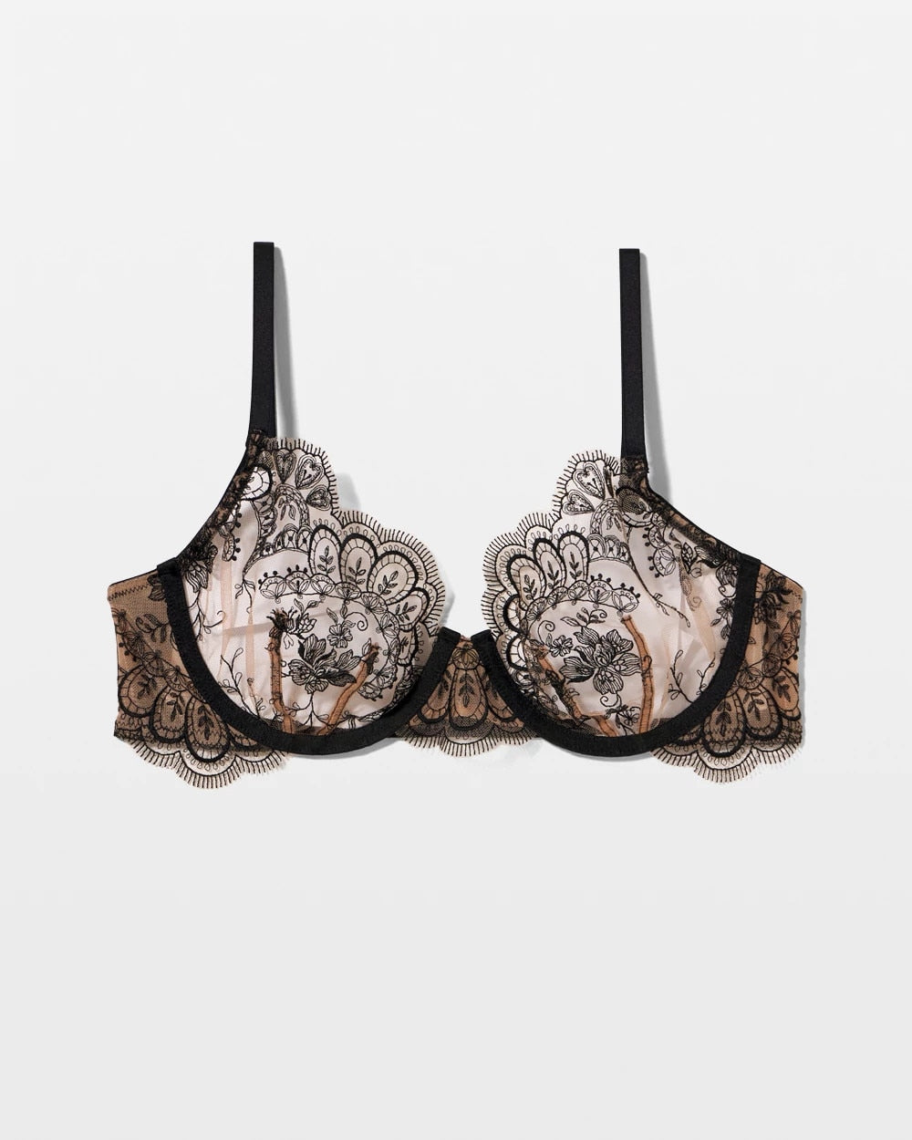 Tattoo Embroidered Perfect Coverage Bra - BLACK | Soma Online