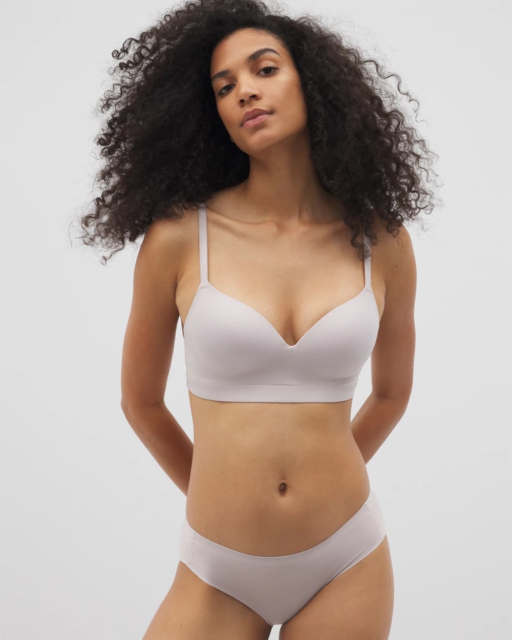 Luxe Wireless Bra with Lace Back - GRAY GLASS | Soma near me