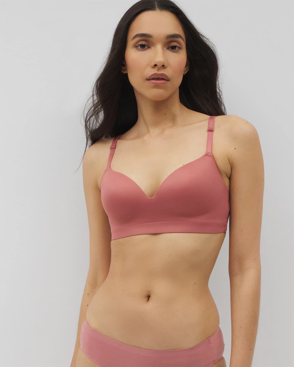 Luxe Wireless Bra with Lace Back - CLAY ROSE | Soma for sale