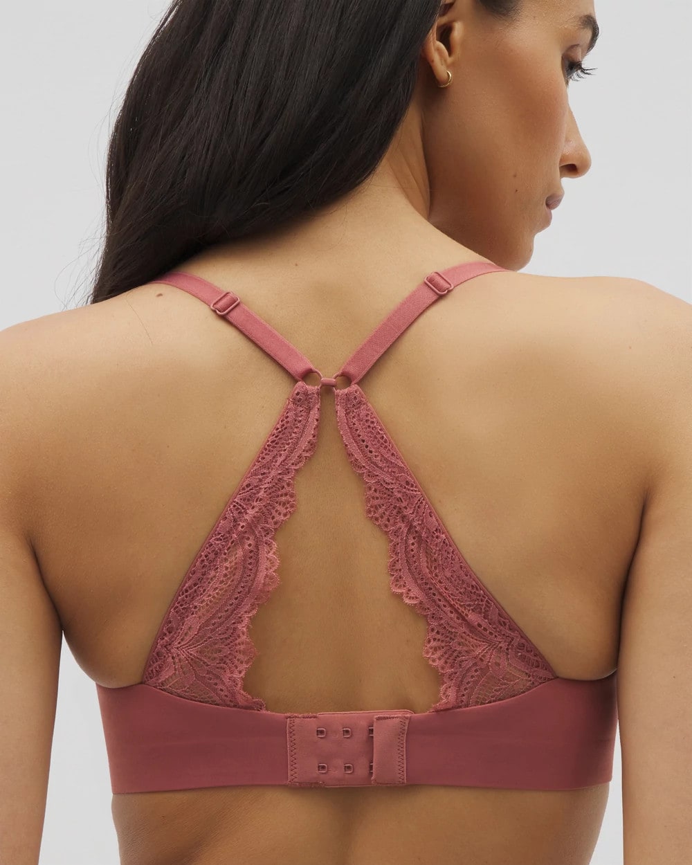 Luxe Wireless Bra with Lace Back - CLAY ROSE | Soma for sale