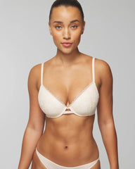 Plunge Bra with Lace - PALE SAND | Soma outlet