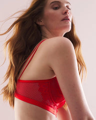 Balconette Bra with Mesh and Lace - DARE ME RED | Soma for sale