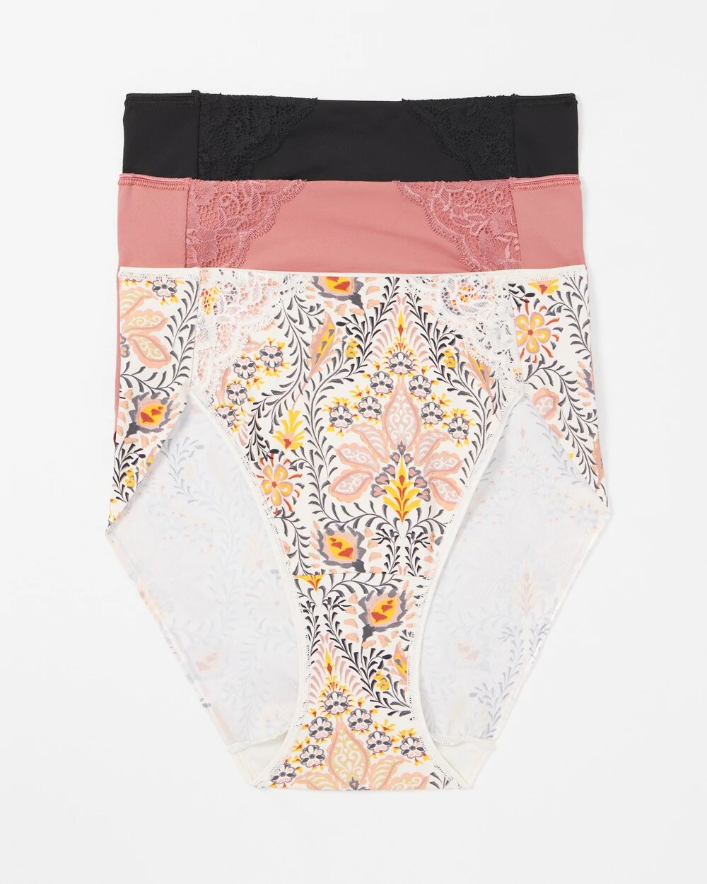 High-Leg Brief Panty with Lace 3 Pack - VINE PAISLEY MULTIPACK | Soma on sale