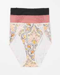 High-Leg Brief Panty with Lace 3 Pack - VINE PAISLEY MULTIPACK | Soma on sale