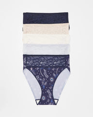 Edge High-Leg Brief Panty with Lace 5 Pack - BOTANICAL TILE MULTI PACK | Soma on sale