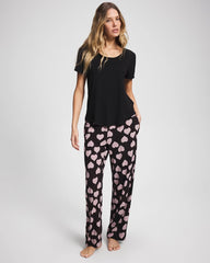 Short Sleeve + Pant Pajama Set - MANDALA HEARTS BLACK | Soma Online