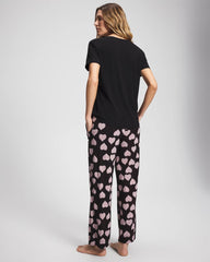 Short Sleeve + Pant Pajama Set - MANDALA HEARTS BLACK | Soma Online