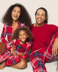 Long-Sleeve Notch Collar Pajama Top - SNUGGLE UP PLAID RED | Soma for sale