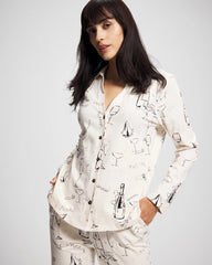 Long-Sleeve Notch Collar Pajama Top - FIZZ THE SEASON FOIL | Soma discount