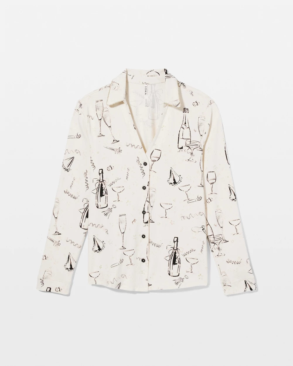 Long-Sleeve Notch Collar Pajama Top - FIZZ THE SEASON FOIL | Soma discount