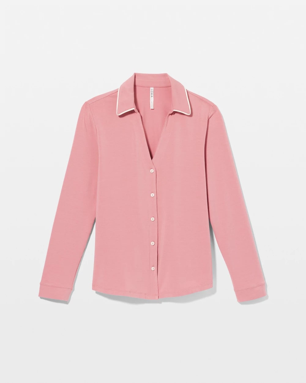 Long-Sleeve Notch Collar Pajama Top - ANTIQUE PINK | Soma near me