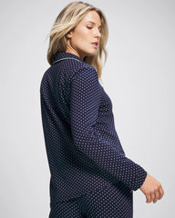 Long-Sleeve Notch Collar Pajama Top - METRO DOT NAVY | Soma for sale