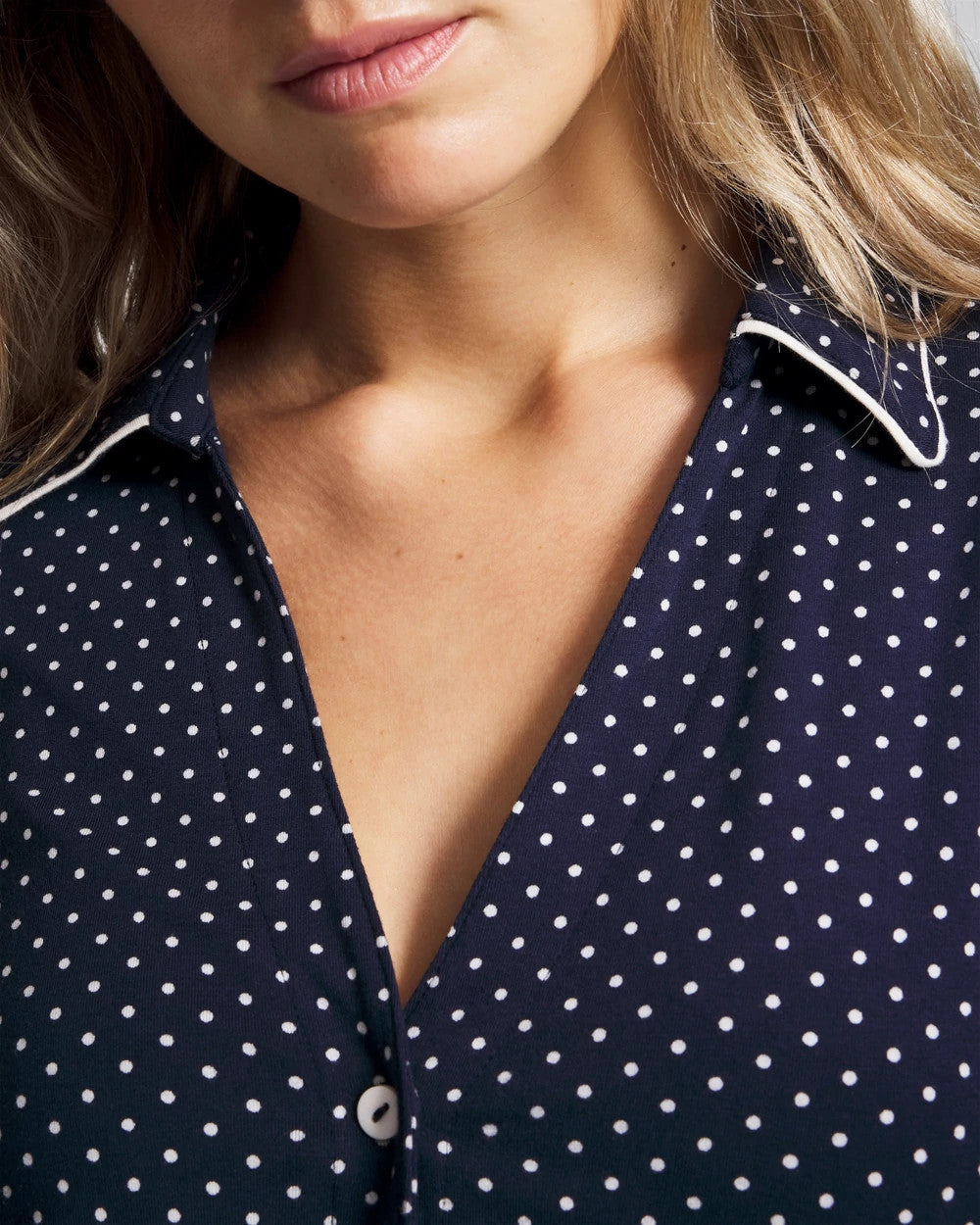 Long-Sleeve Notch Collar Pajama Top - METRO DOT NAVY | Soma for sale