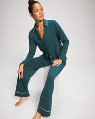 Long-Sleeve Notch Collar Pajama Top - DEEP TEAL | Soma on sale