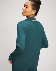 Long-Sleeve Notch Collar Pajama Top - DEEP TEAL | Soma on sale