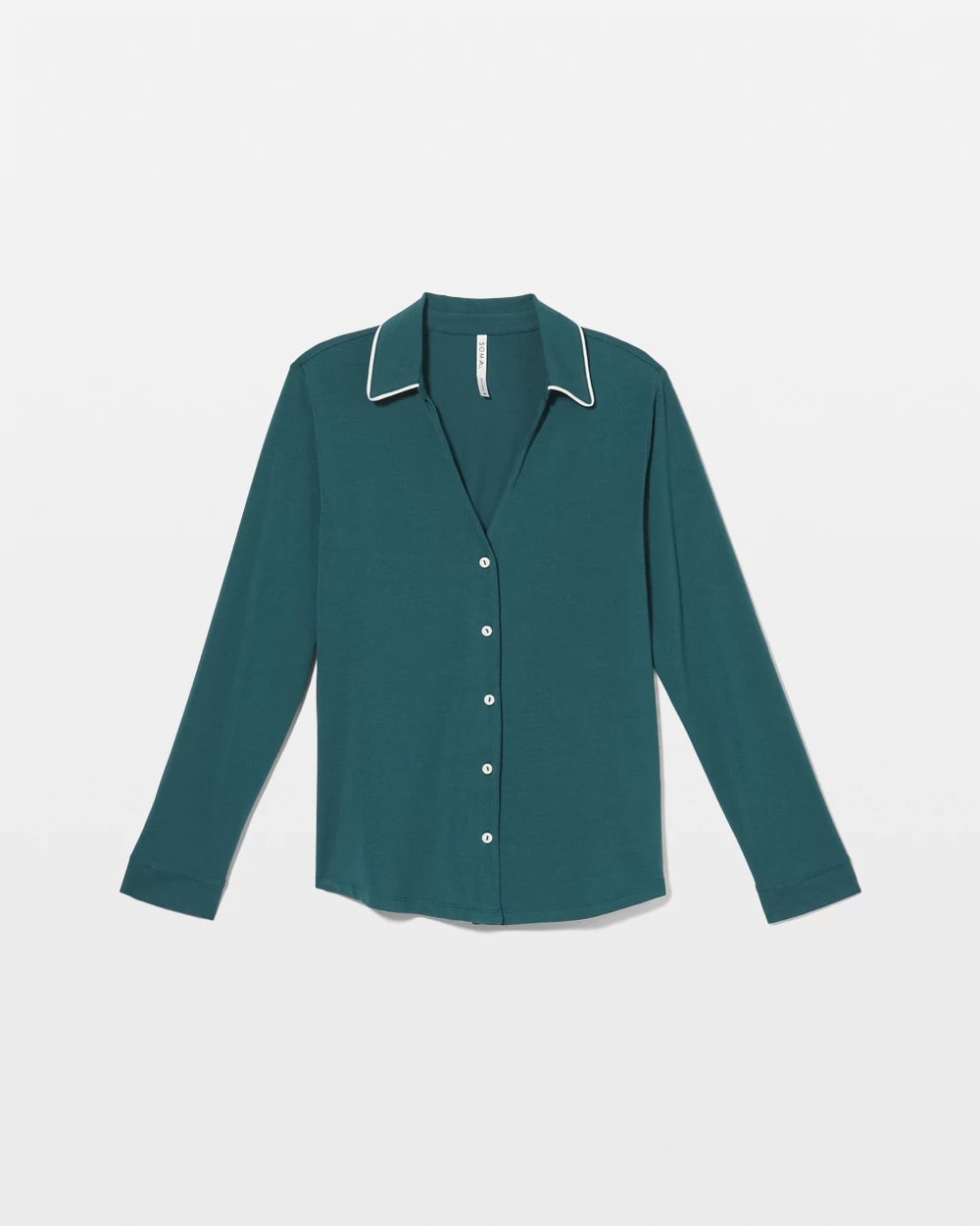 Long-Sleeve Notch Collar Pajama Top - DEEP TEAL | Soma on sale