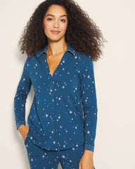 Long-Sleeve Notch Collar Pajama Top - INTO THE NIGHT BLUE | Soma discount